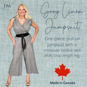 Linen Jumpsuit | Grey | Belt not included
